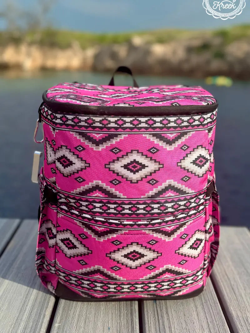 Pink Aztec Cooler Backpack