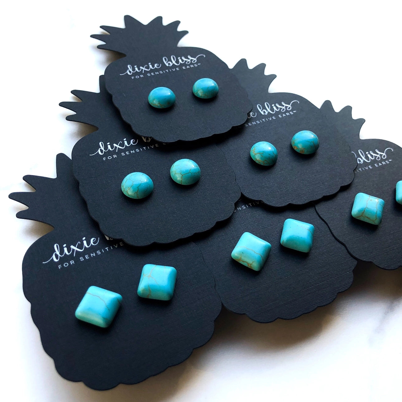 Turquoise Stud Earrings- Square