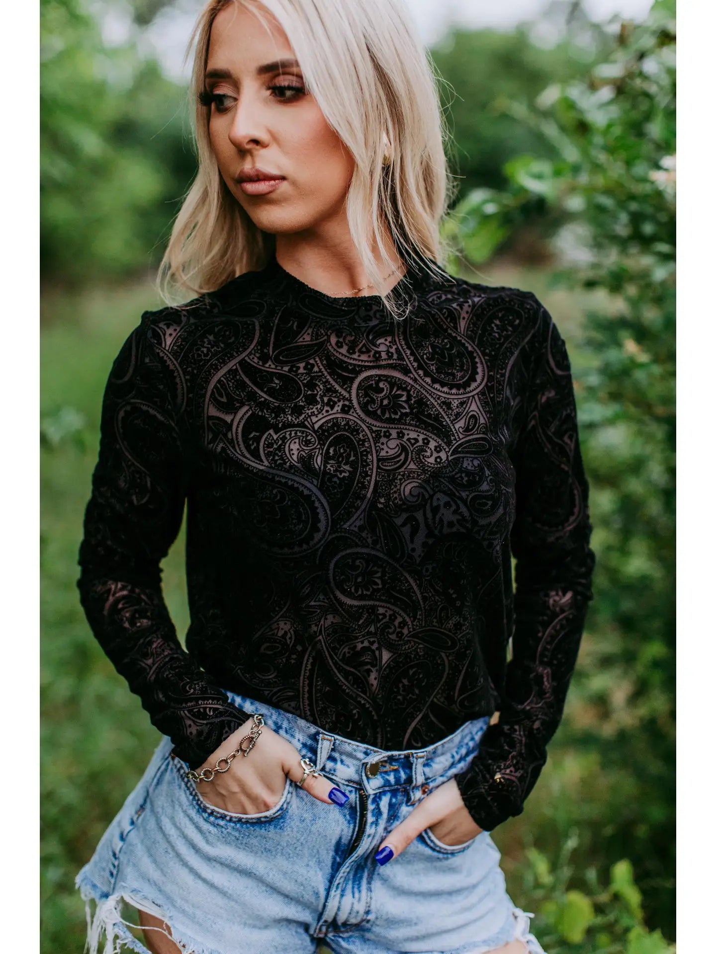 Paisley Mesh Top