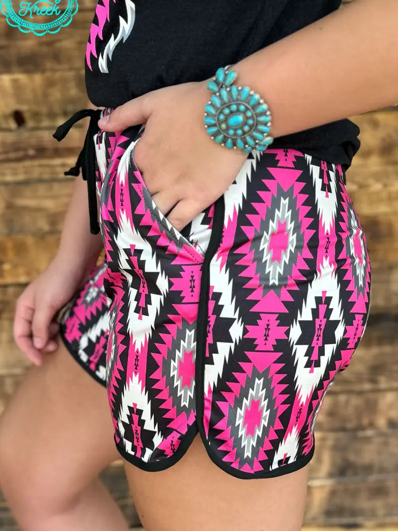 Road to You Pink Aztec Shorts