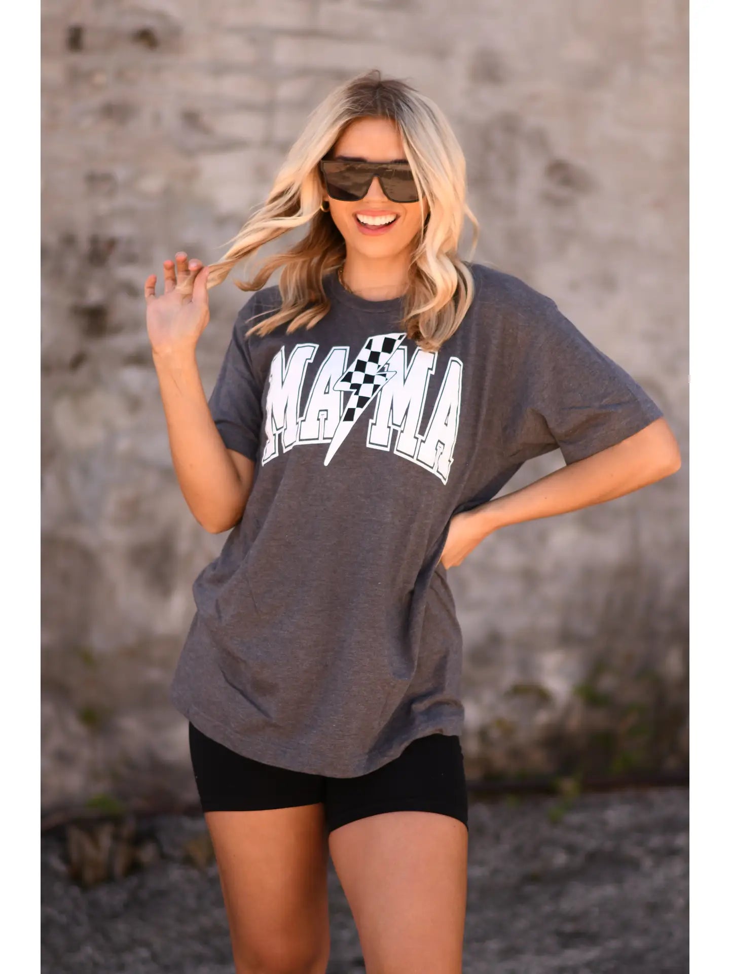 MAMA Checkered Bolt Tee