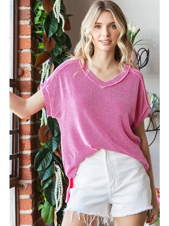 Corded V Neck Blouse
