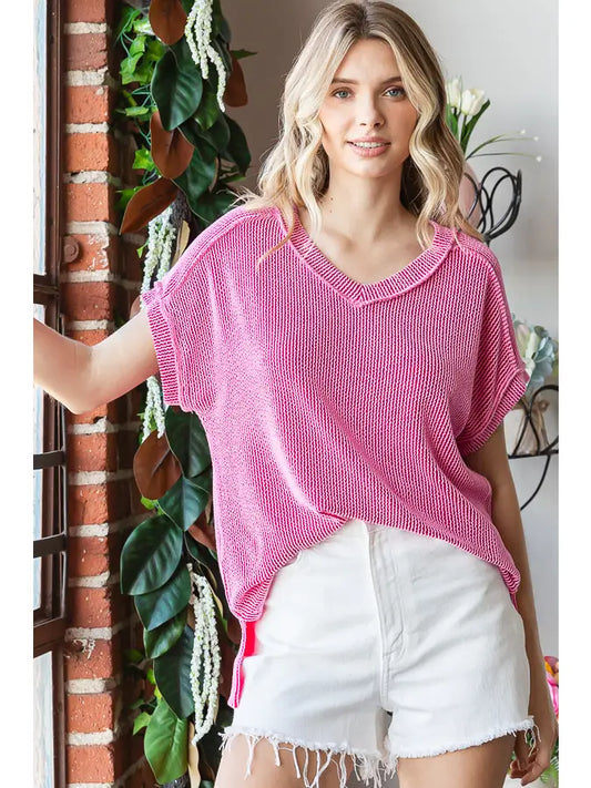 Corded V Neck Blouse