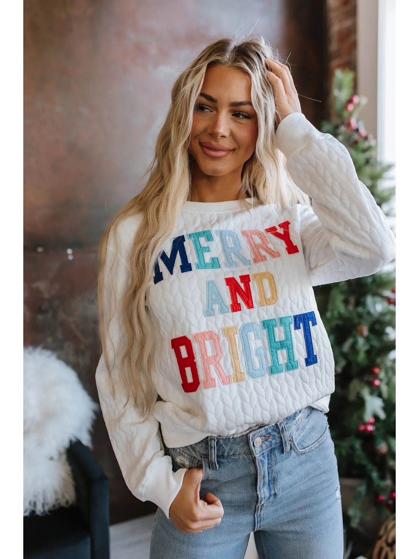 Merry & Bright Quilted Sweatshirt