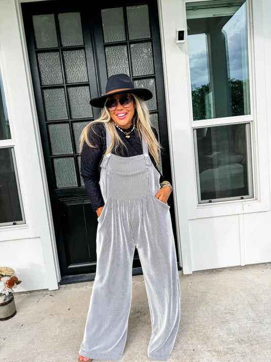 Fall Two-Toned Black and White Overalls
