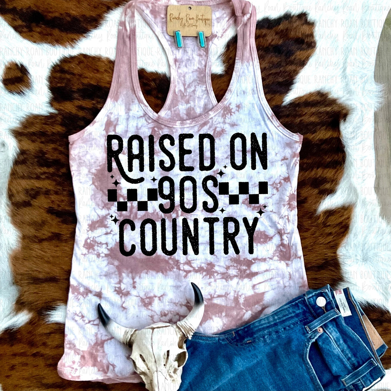 Raised on 90s Country Western Racerback Tank