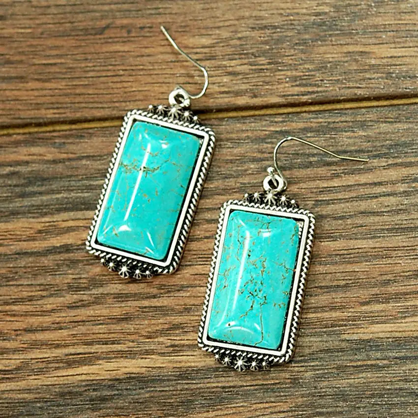Turquoise Rectangle Earrings