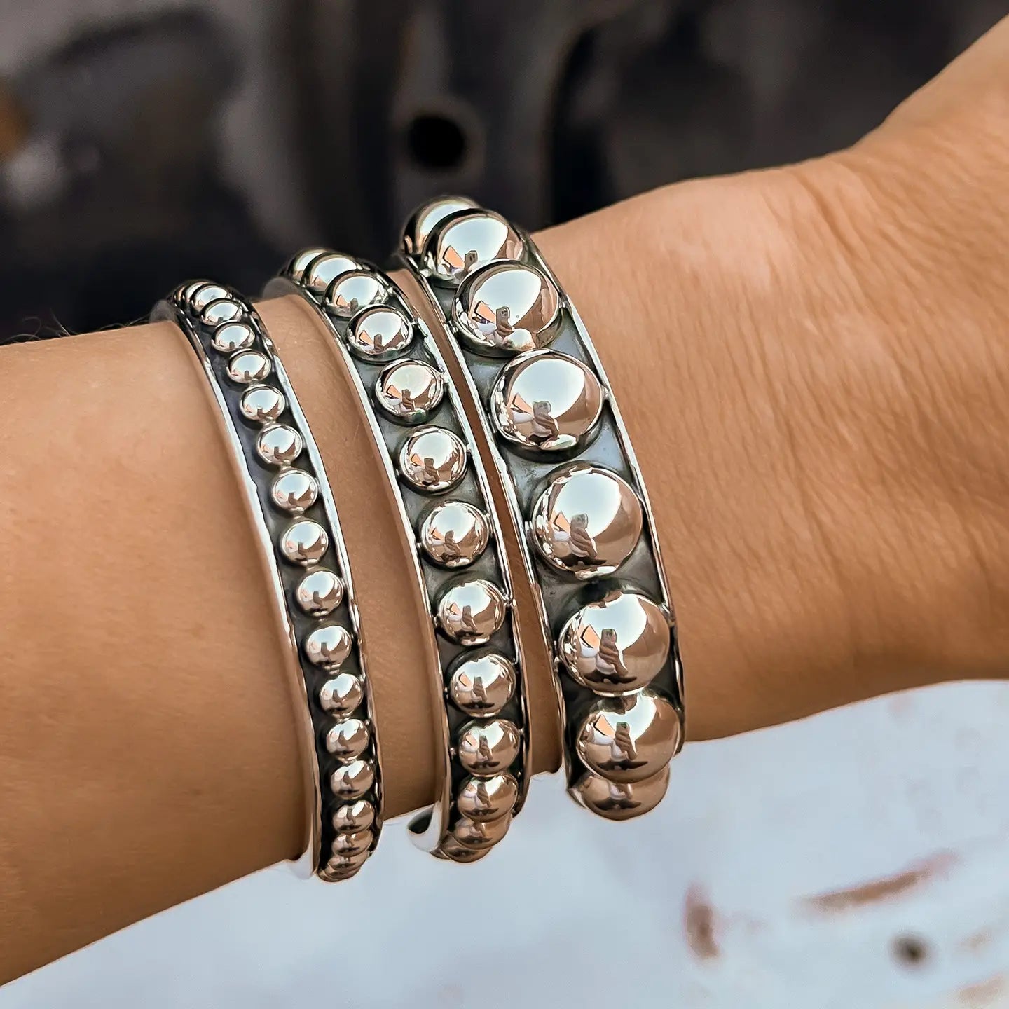 Sterling Silver Cuff Bracelet 4mm, 7"