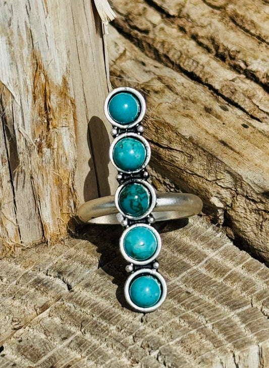 Turquoise Long Stone Western Ring