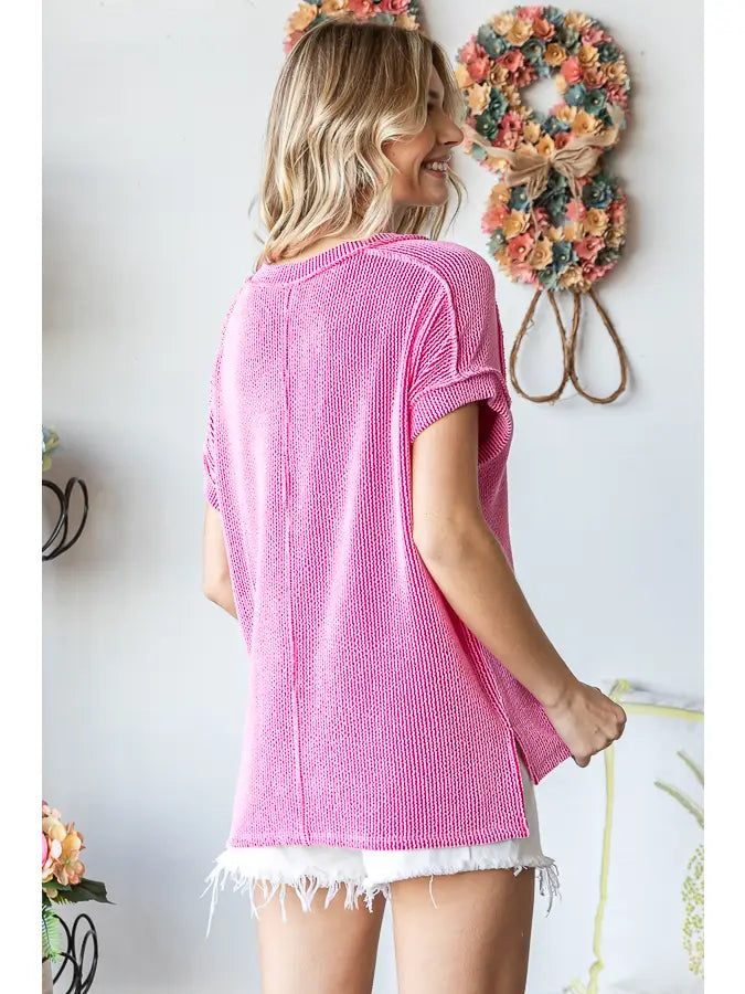 Corded V Neck Blouse