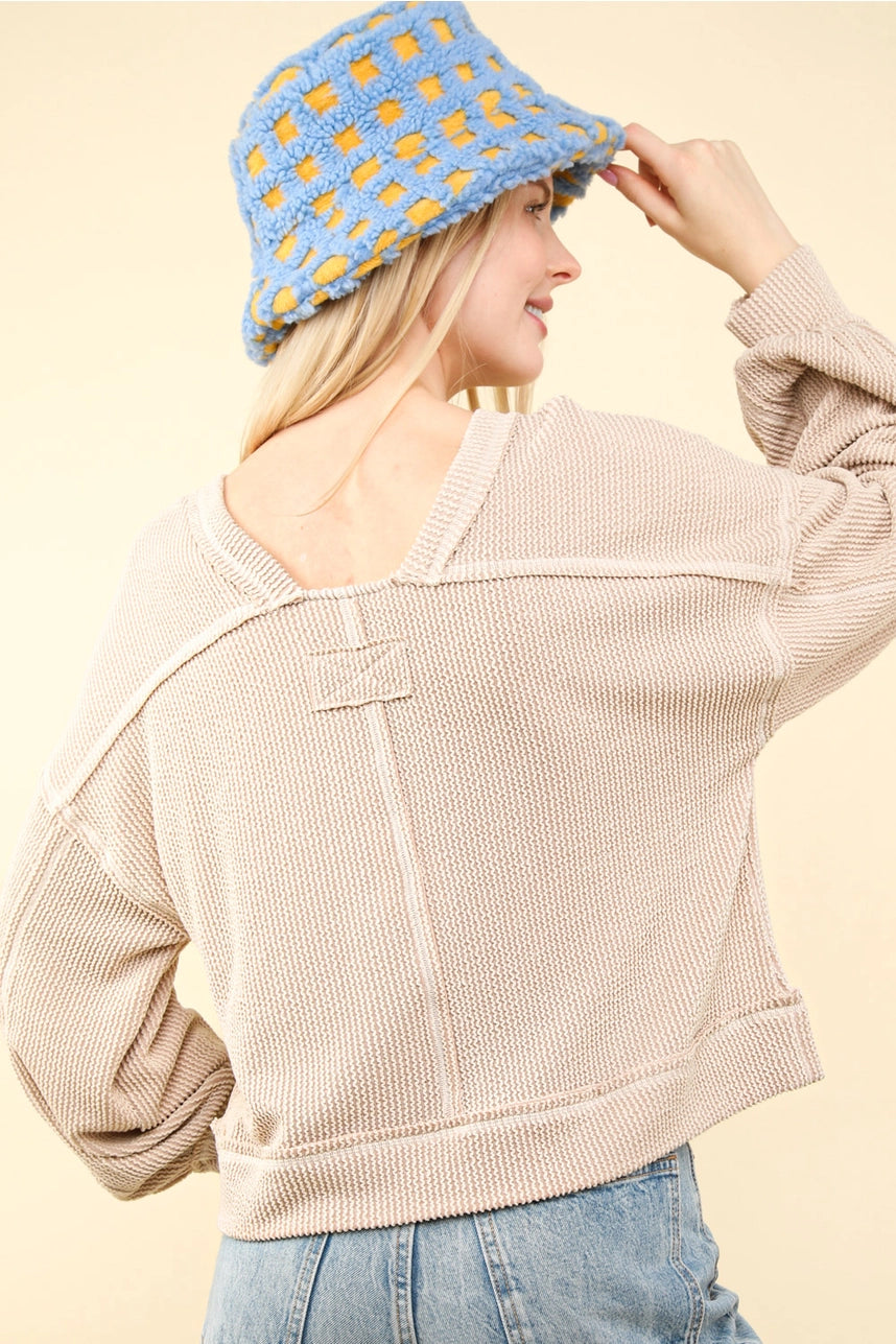 Ribbed Oversized Comfy Knit Top- Oatmeal